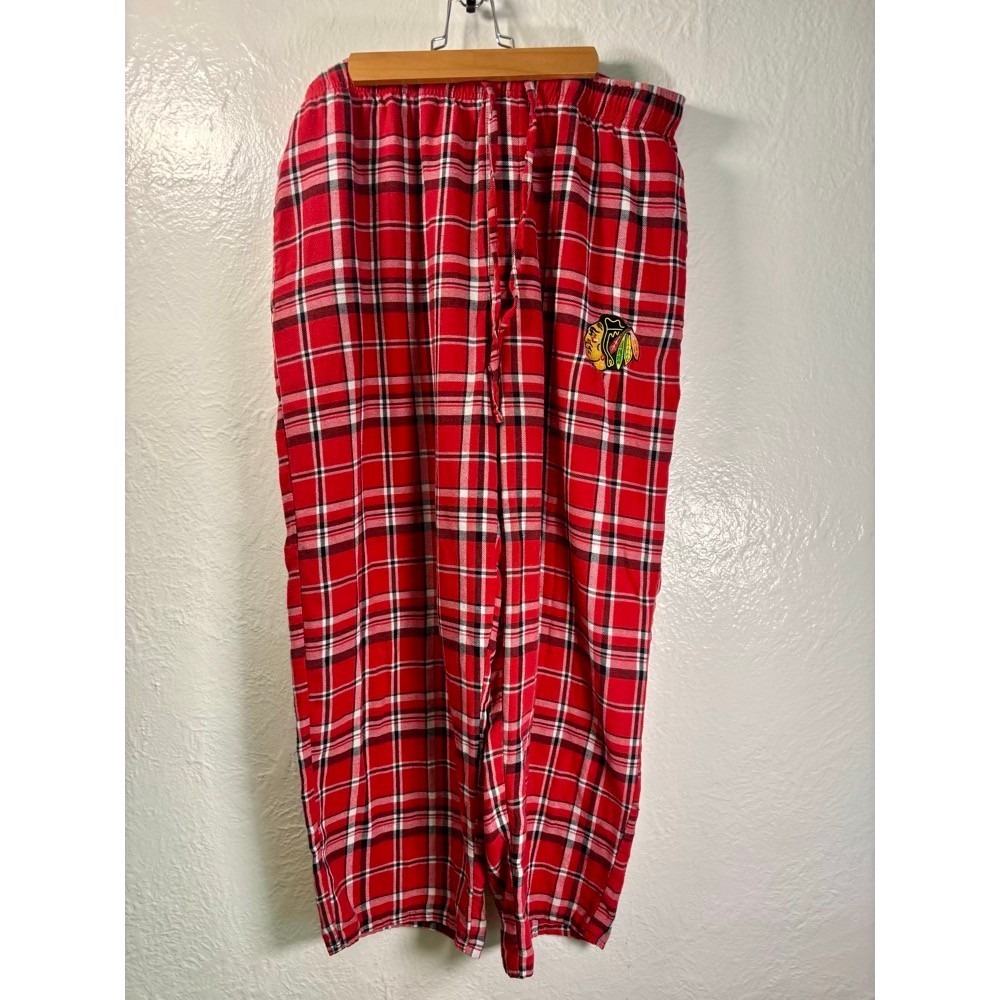 NHL Chicago Blackhawks Plaid Flannel Lounge Pants Sz‎ L Mens Pajama Hockey Sport